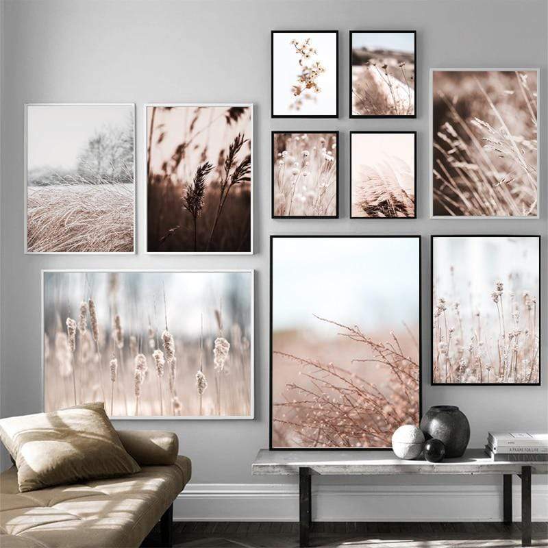 Whimsical Canvas Vintage Botanical Grass Wall Art Home Decor
