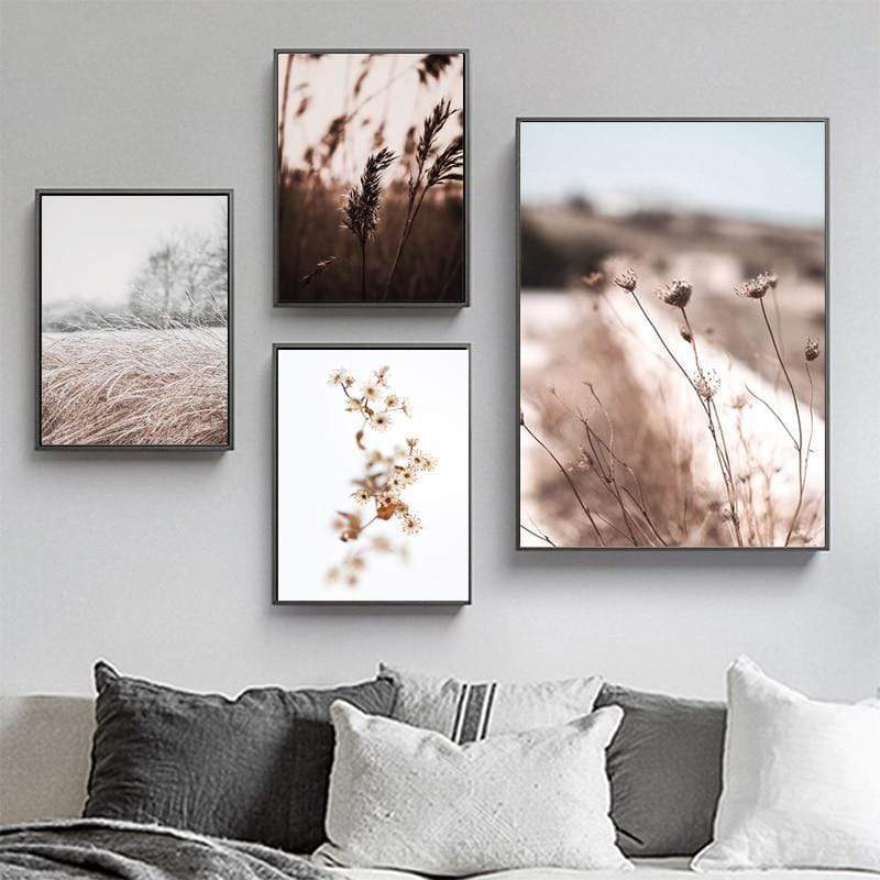 Whimsical Canvas Vintage Botanical Grass Wall Art Home Decor