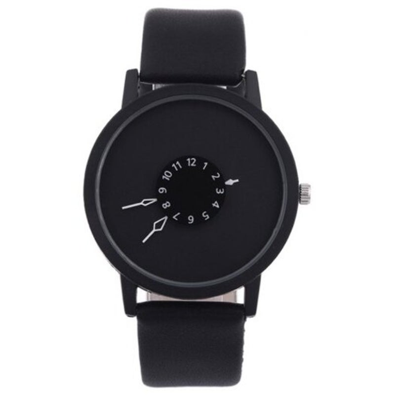 Veile Studios Fashion Creative Women Men Quartz Leather Watch Clock Black
