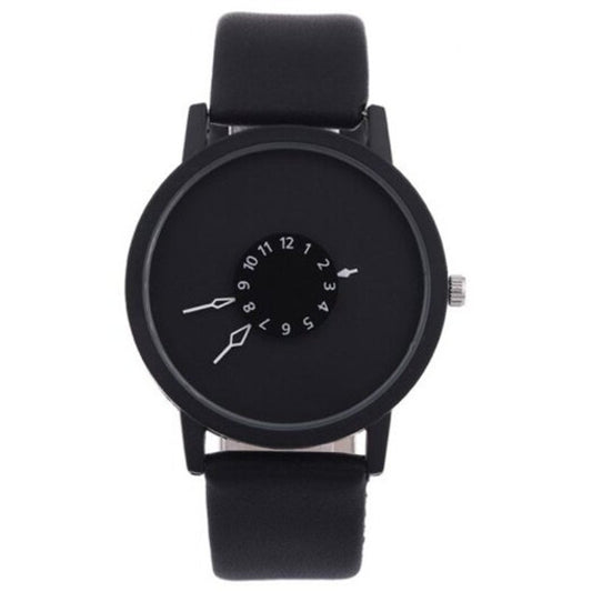Veile Studios Fashion Creative Women Men Quartz Leather Watch Clock Black