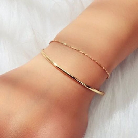 Veile Studios Fashion Golden Double Layer Fine Chain Bracelet