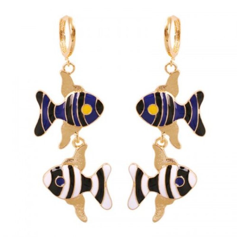 Veile Studios Fashion Holiday Style Lovely Fish Long Earrings Multi A