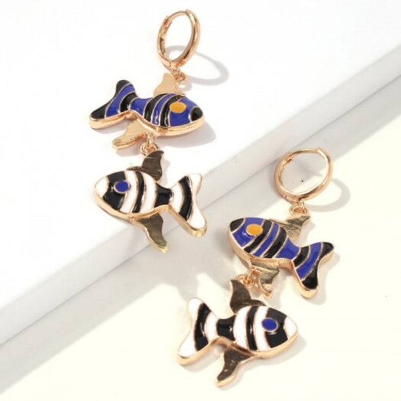 Veile Studios Fashion Holiday Style Lovely Fish Long Earrings Multi A