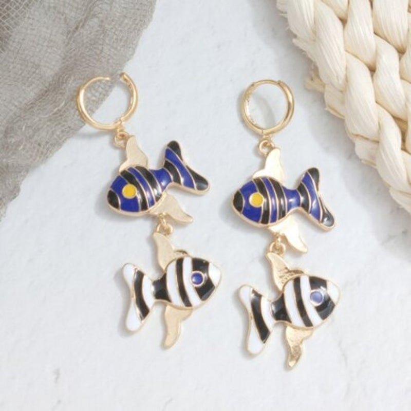 Veile Studios Fashion Holiday Style Lovely Fish Long Earrings Multi A