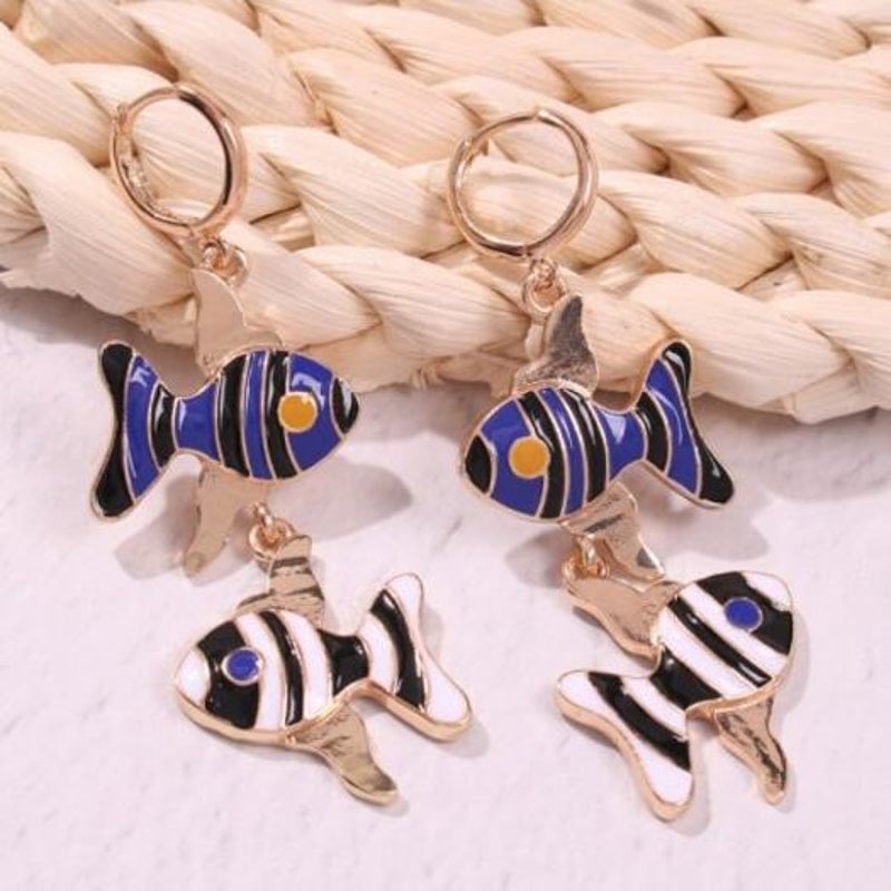 Veile Studios Fashion Holiday Style Lovely Fish Long Earrings Multi A