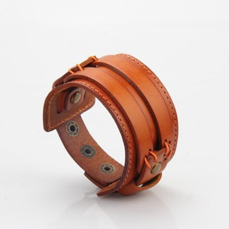 Veile Studios Fashion Jewelry Originality Men Hand Wear Rope Leather Bracelet Orange