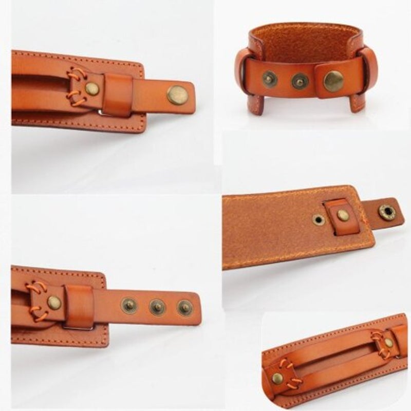 Veile Studios Fashion Jewelry Originality Men Hand Wear Rope Leather Bracelet Orange