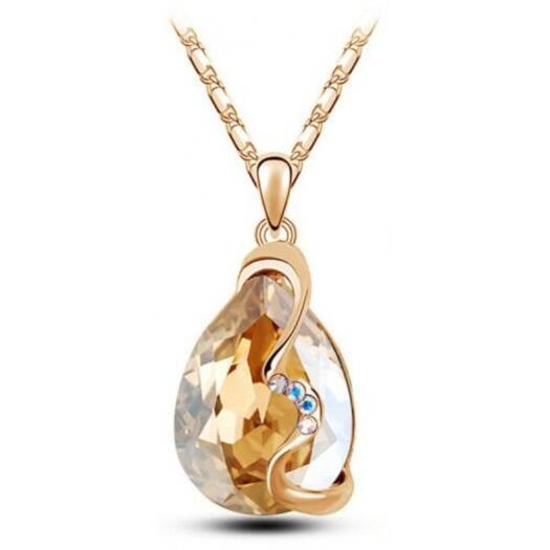 Fashion Party Accessories Earrings Pendant Necklace Ring Jewelry Set Champagne Gold