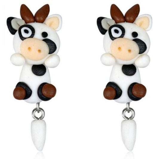 Fashion Personality Female Soft Ceramics Cow Earrings Multi A