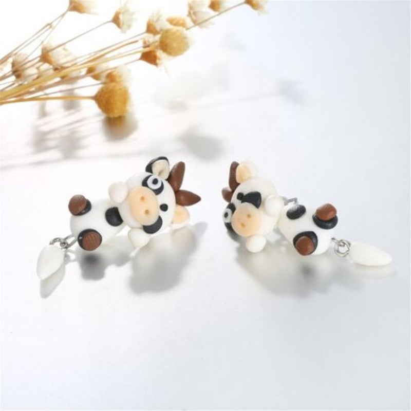 Fashion Personality Female Soft Ceramics Cow Earrings Multi A