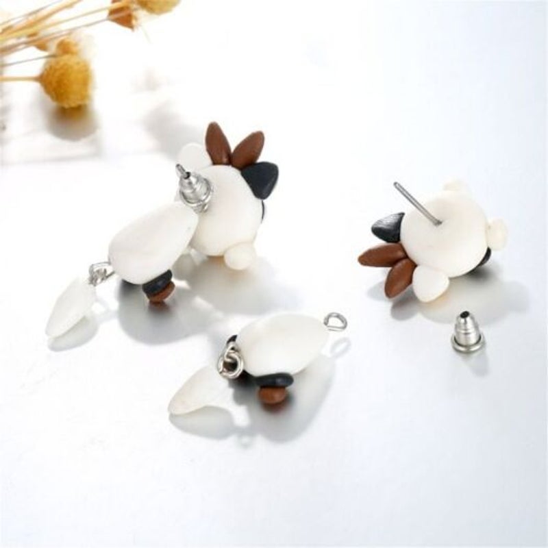 Fashion Personality Female Soft Ceramics Cow Earrings Multi A