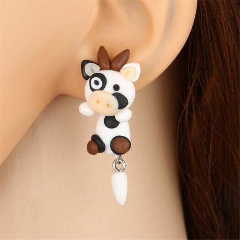 Fashion Personality Female Soft Ceramics Cow Earrings Multi A