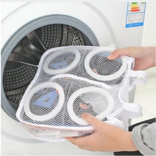 Fashion Storage Organizer Bags Mesh Laundry Shoes Dry Portable Washing White