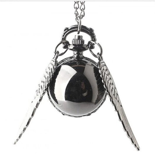Fashion Vintage Punk Wing Ball Pocket Watch Black