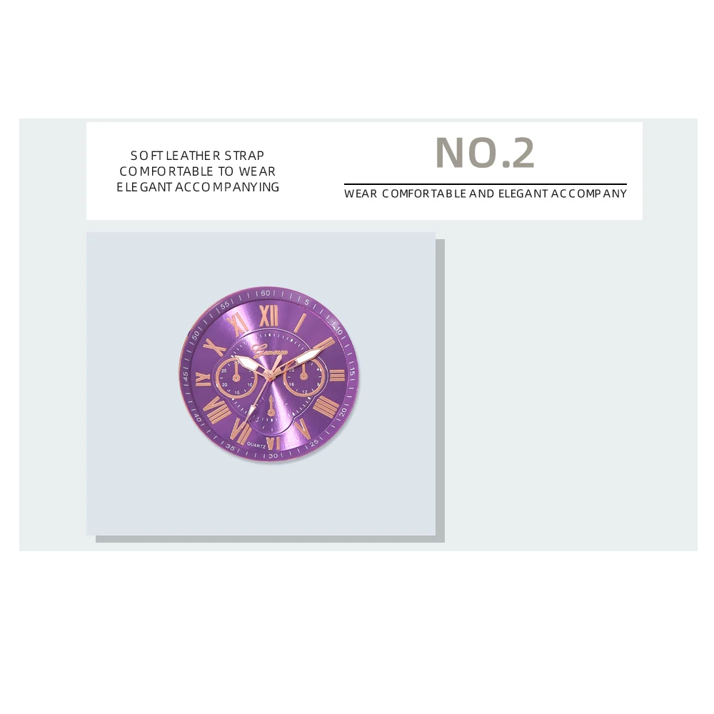 Veile Studios Fashion Women Watches Purple Leather Quartz Wristwatch Business Casual Ladies