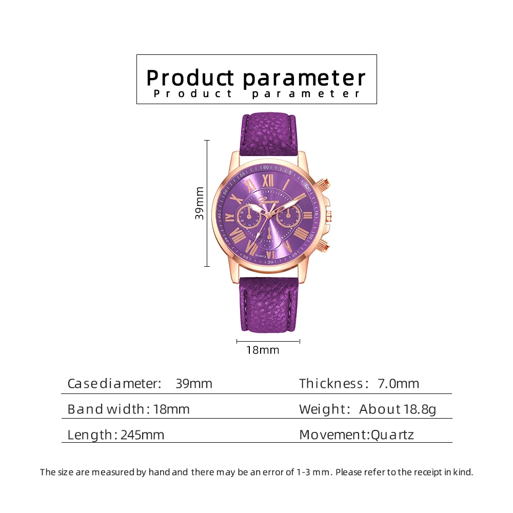 Veile Studios Fashion Women Watches Purple Leather Quartz Wristwatch Business Casual Ladies