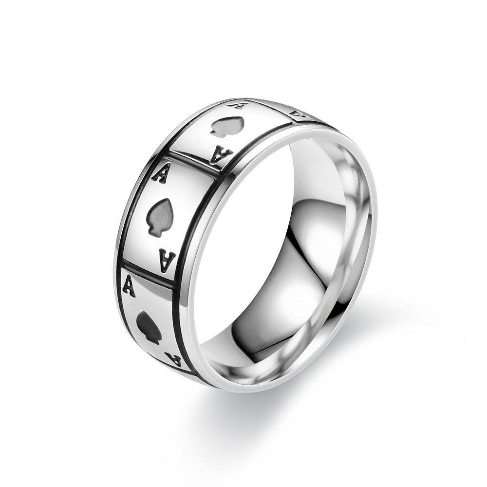 Veile Studios Magic Ace Of Spades Lucky Titanium Steel Rings Jewellery