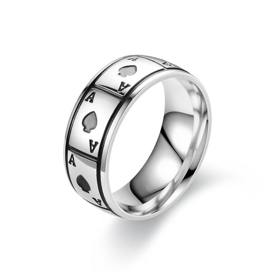 Veile Studios Magic Ace Of Spades Lucky Titanium Steel Rings Jewellery