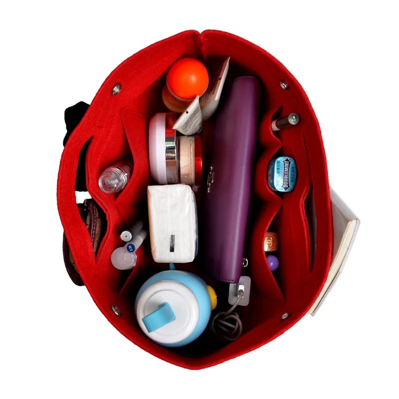 Felt Insert Cosmetic Bag Multi Function Creative Travel Portable Storage Red