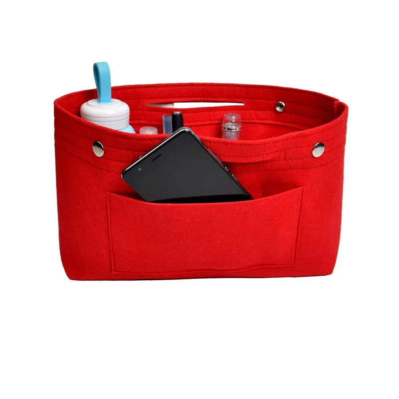 Felt Insert Cosmetic Bag Multi Function Creative Travel Portable Storage Red