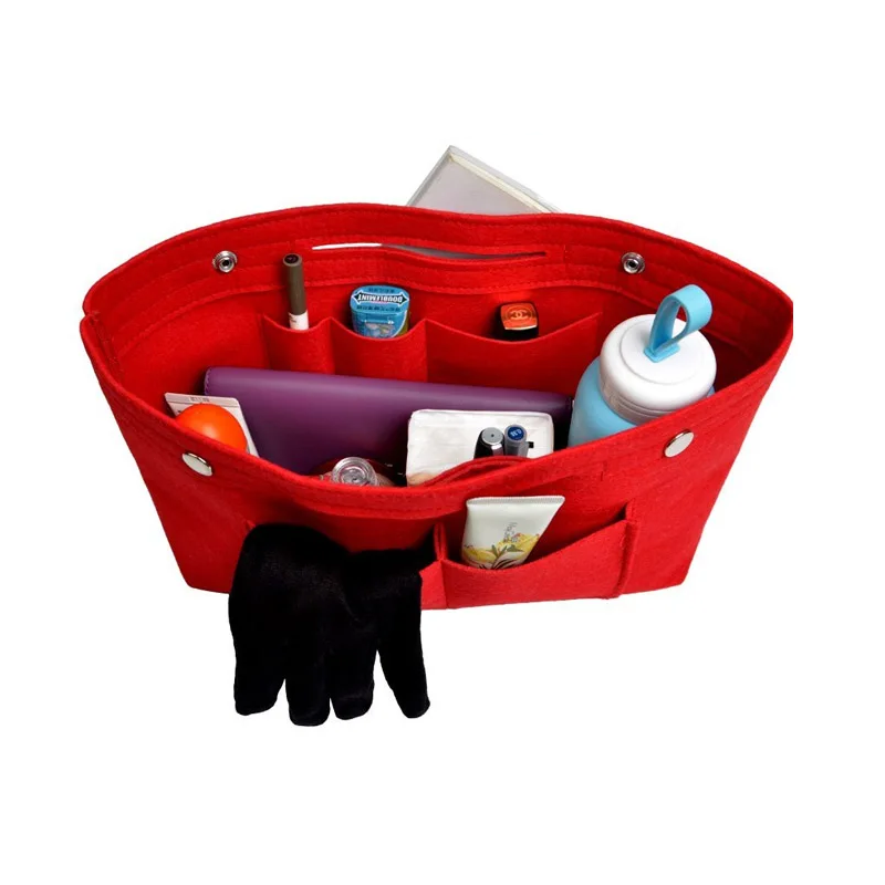 Felt Insert Cosmetic Bag Multi Function Creative Travel Portable Storage Red