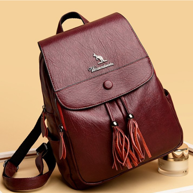 Tassel Anti Theft Backpack Women Pu Leather Travel Large School Backpacks