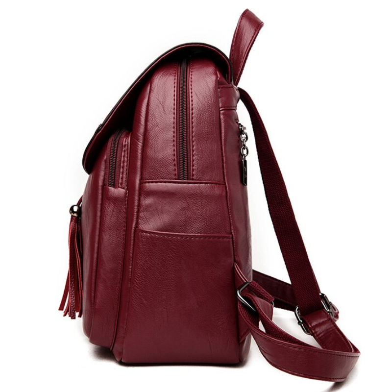 Tassel Anti Theft Backpack Women Pu Leather Travel Large School Backpacks
