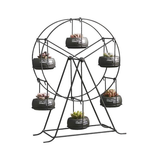 Ferris Wheel Flower Pot Stand With 6 Succulent Plant Pots