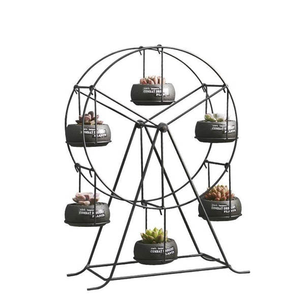 Ferris Wheel Flower Pot Stand With 6 Succulent Plant Pots