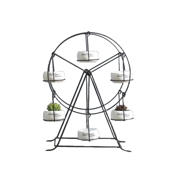 Ferris Wheel Flower Pot Stand With 6 Succulent Plant Pots