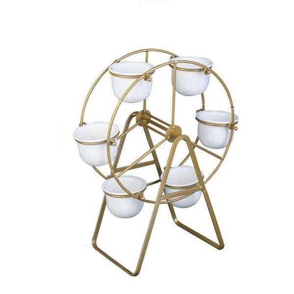 Ferris Wheel Flower Pot Stand With 6 Succulent Plant Pots