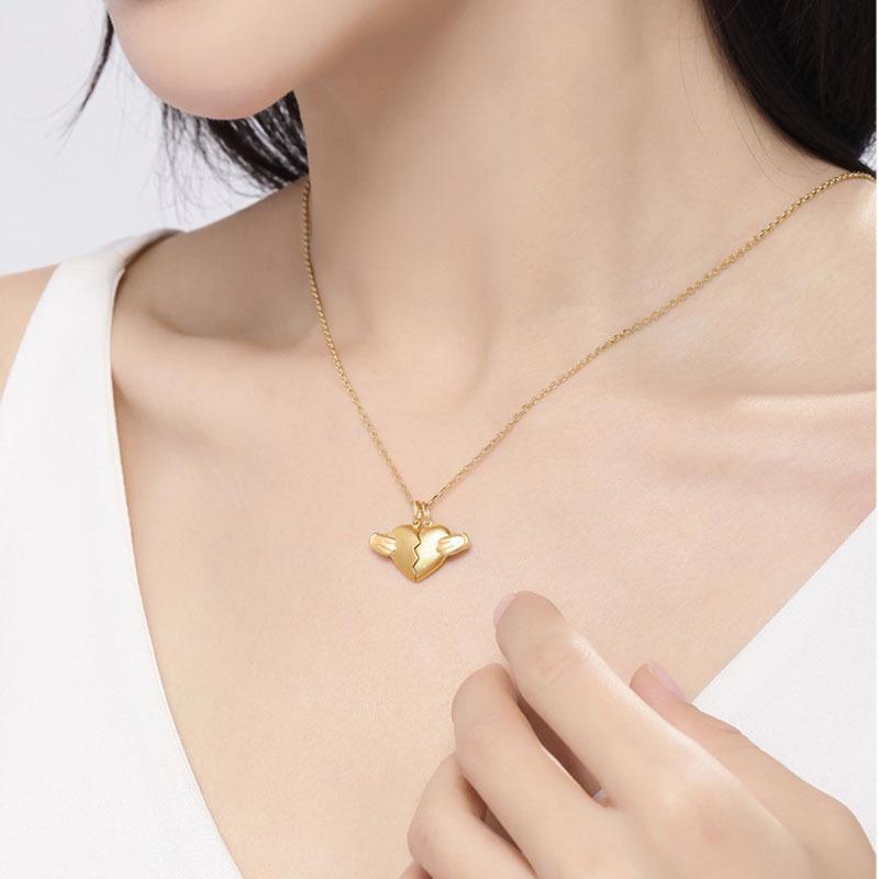 Creative Magnet Love Necklace 2Pcs Heart-Broken Shape Men And Women Personalized Jewelry For Valentine's Day