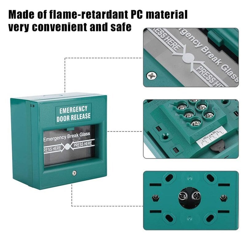 Fire Alarm Swtich Break Glass Exit Release Switch Green