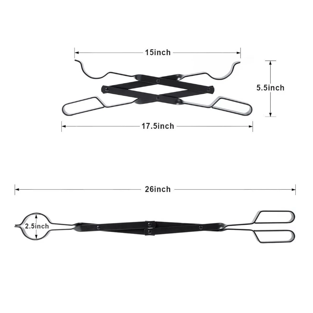 Fire Pit Tongs - Fireplace Accessories Fireplaces Tool For Outdoor Indoor Camping Wood Stoves Pits Black Steel 26 Inch