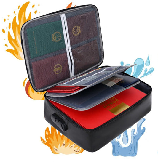 Fireproof Document Bag With Lock Important Organizer Holder Waterproof Portable File Storage Box