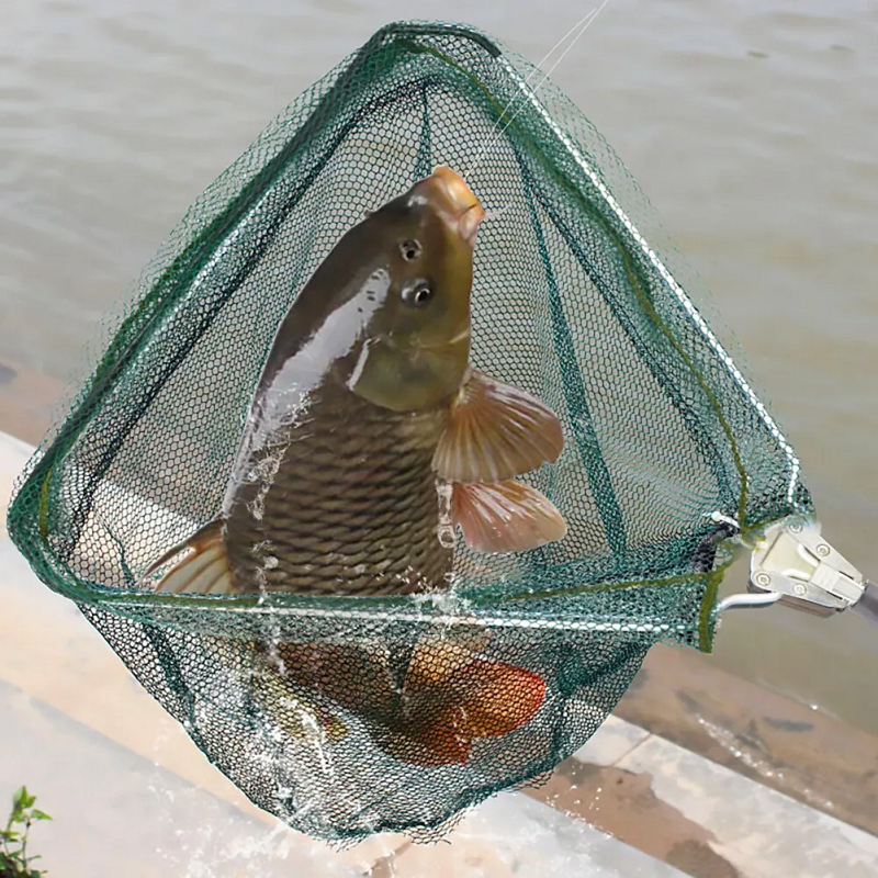 Fishing Net Landing Mesh Catch Tool Telescopic Pole Folding Handle Foldable