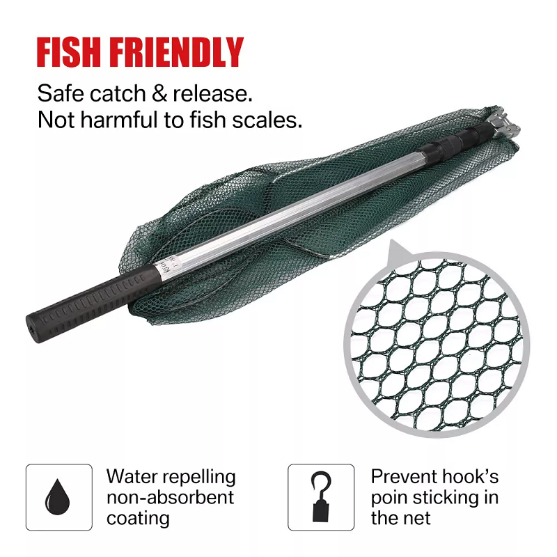 Fishing Net Landing Mesh Catch Tool Telescopic Pole Folding Handle Foldable