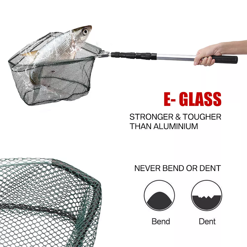 Fishing Net Landing Mesh Catch Tool Telescopic Pole Folding Handle Foldable