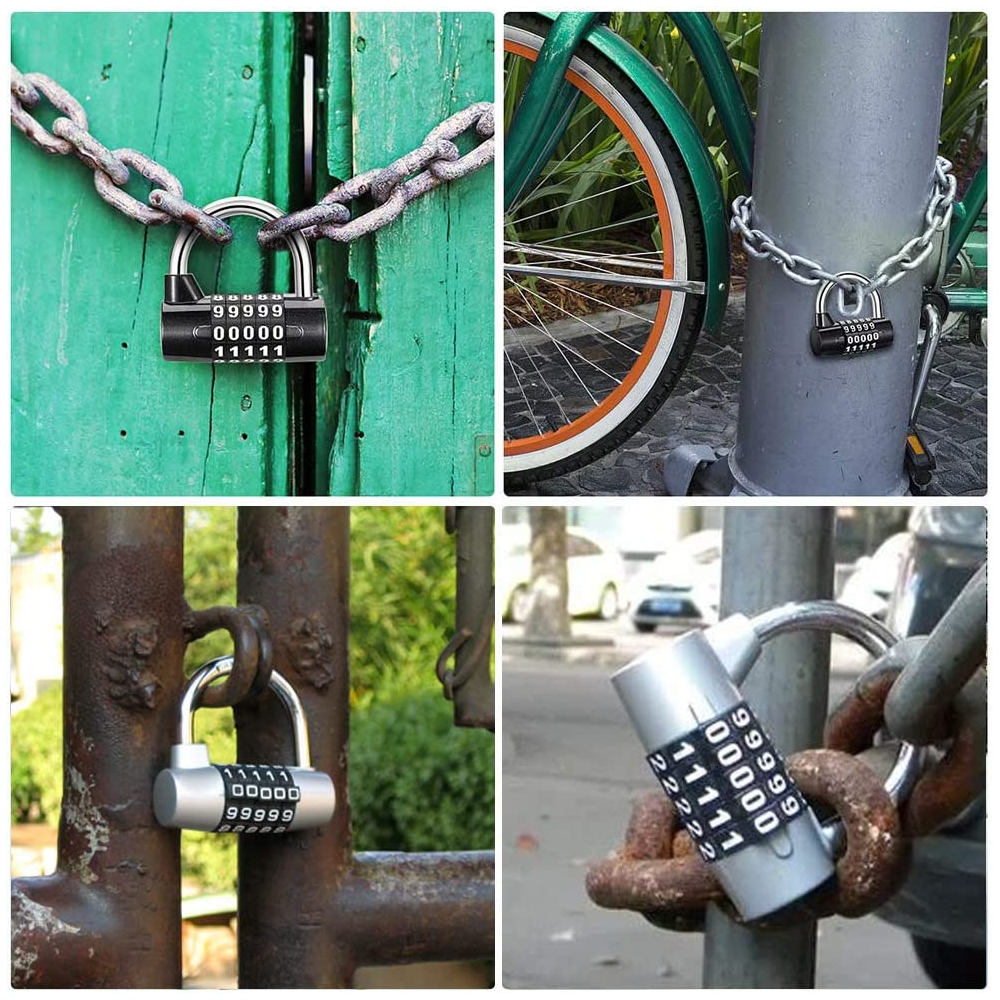Five Digit Number Combination Security Safely Code Travel Password Padlock Silver