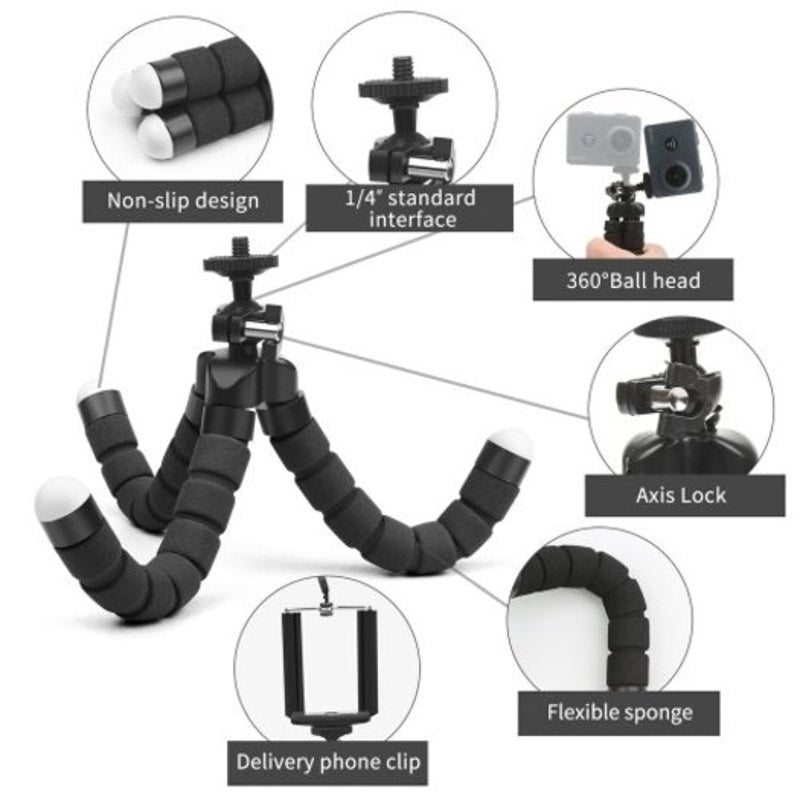 Flexible Mini Octopus Selfie Stick Tripod Smart Phone Stabilizer Bracket Holder Mount Red