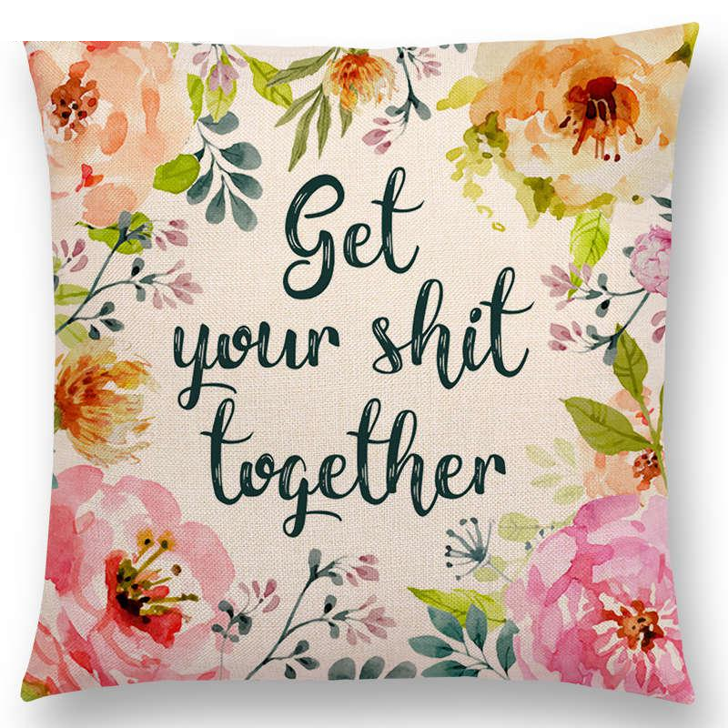 Floral Inspirational Sayings Cushion Covers