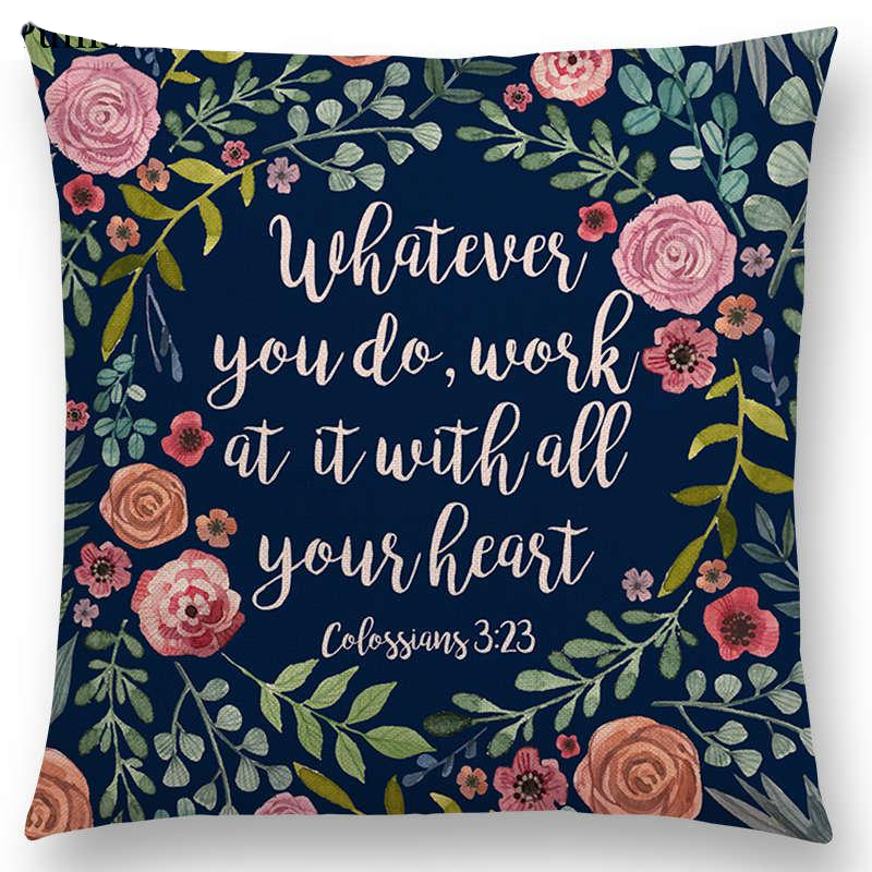 Floral Inspirational Sayings Cushion Covers
