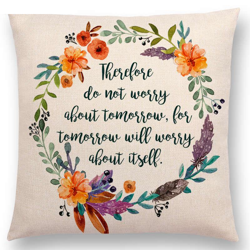 Floral Inspirational Sayings Cushion Covers