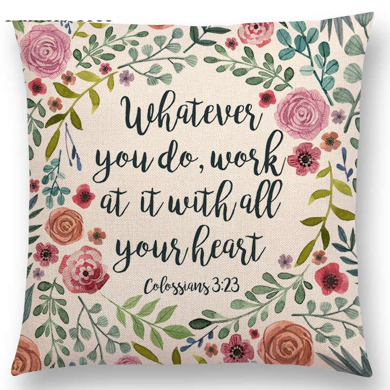 Floral Inspirational Sayings Cushion Covers
