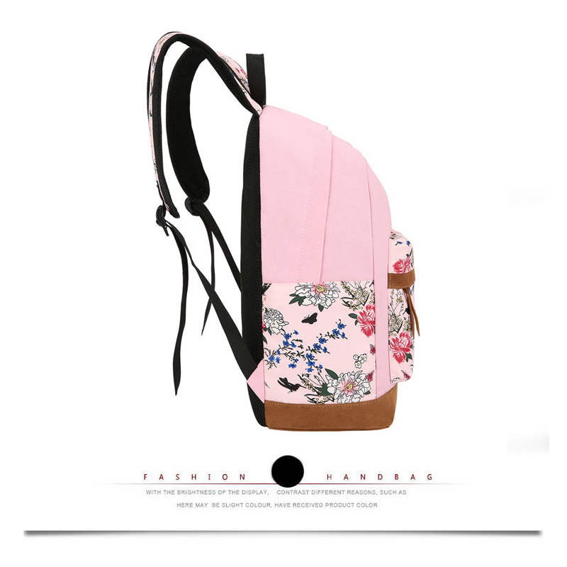 Floral Bags 3Pcs Schoolbag Backpack Lunch And Wallets
