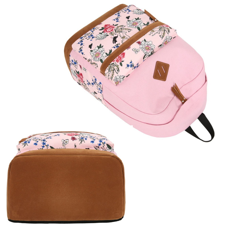Floral Bags 3Pcs Schoolbag Backpack Lunch And Wallets