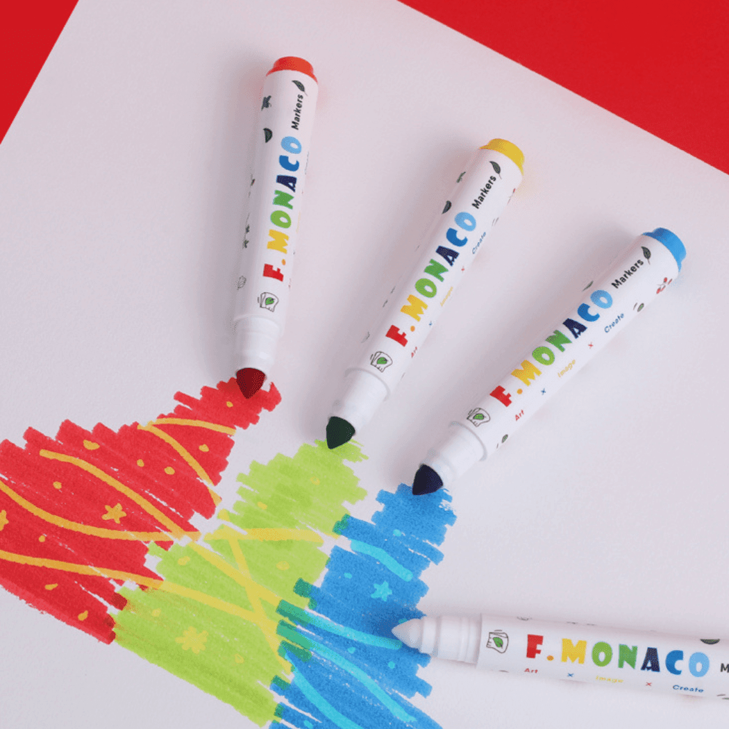 Flower Monaco Washable Markers 12 Colours For Kids Art