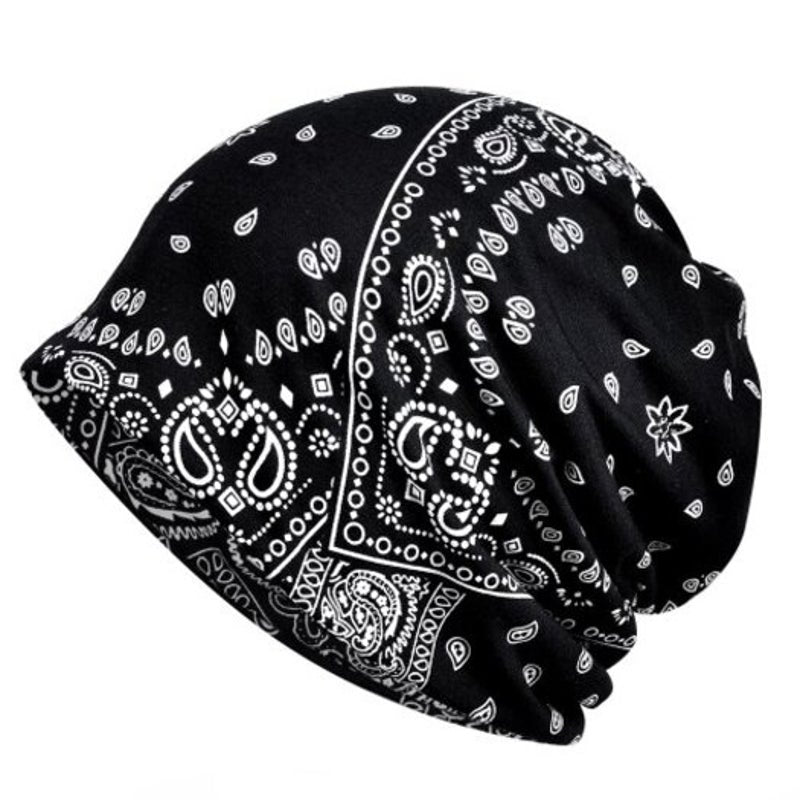 Flower Pattern Fashion Dual Purpose Scarf Hat Black