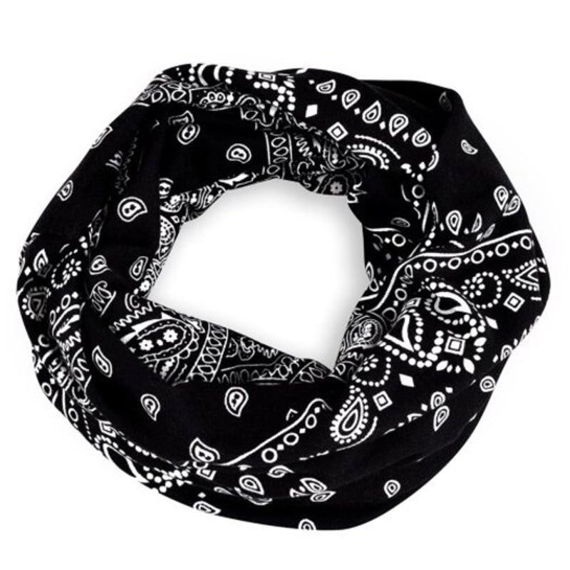 Flower Pattern Fashion Dual Purpose Scarf Hat Black