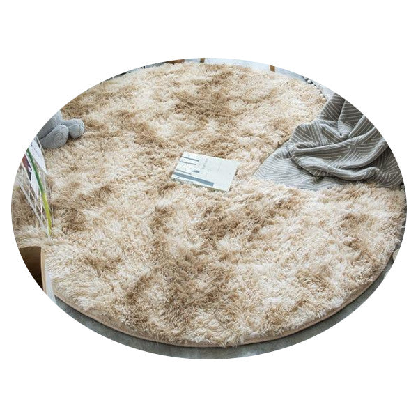 Brown Fluffy Faux Fur Round Rug Kids Room Plush Shaggy Rugs